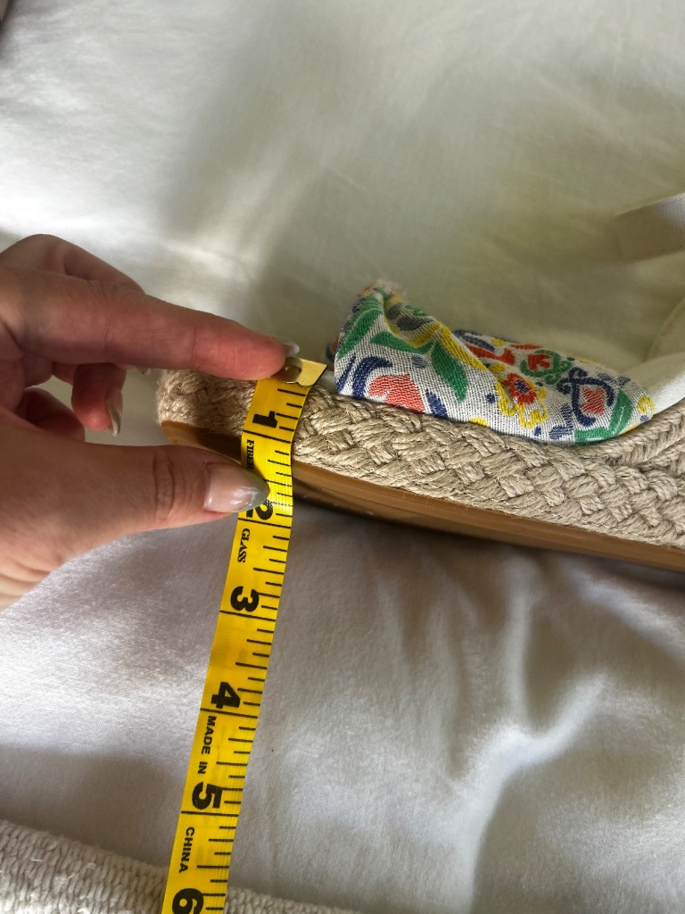 toms marisela floral espadrille wedge sandals ivory ankle strap canvas size 9 - Picture 7 of 8